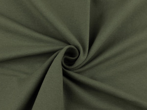 Teplákovina bavlněná nepočesaná jednobarevná - 23 (24) zelená khaki