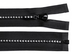 Kostěný zip No 4 délka 40 cm se štrasovými kamínky