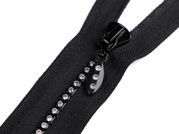 Kostěný zip No 4 délka 40 cm se štrasovými kamínky