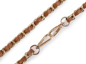 Koženkový popruh / ucho s řetízkem a karabinami, na kabelky a mobilní telefony šíře 2 cm