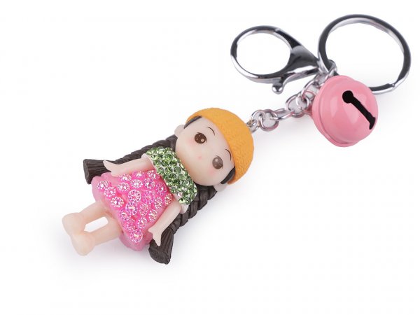 Přívěsek na klíče / batoh panenka s rolničkou