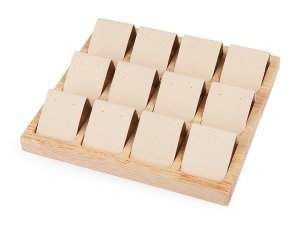 Dřevěné plato se semišem na vystavení 12 párů náušnic 19x20,5 cm
