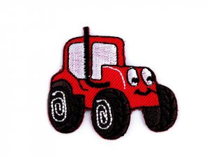Nažehlovačka nákladní auto, traktor, bagr, vláček, míchačka - 11 červená traktor