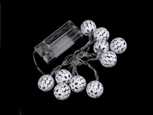 LED světelný řetěz kovové koule na baterie