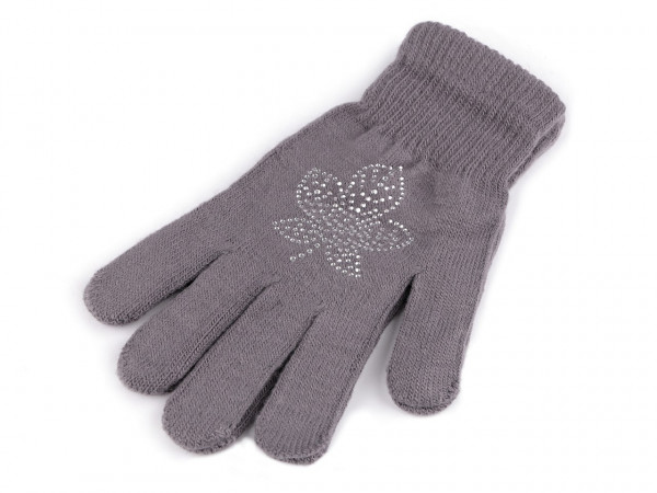 Dámské / dívčí pletené rukavice s kamínky