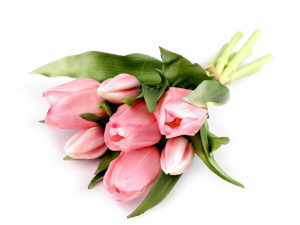 Umělá kytice tulipán - 2 růžová světlá