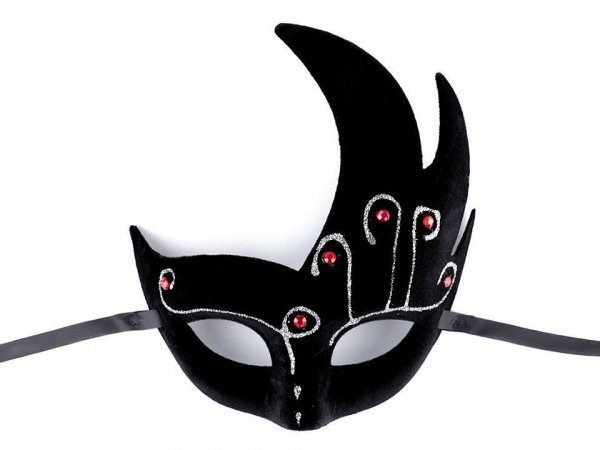 Karnevalová maska - škraboška semišová s glitry