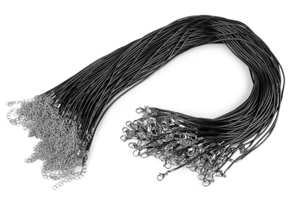 Voskovaná šňůrka s karabinkou z nerezové oceli délka 45 cm
