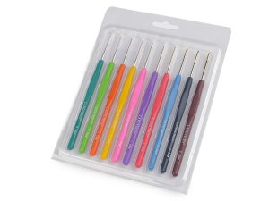 Sada háčků na háčkování se silikonovou rukojetí a zlatou špičkou