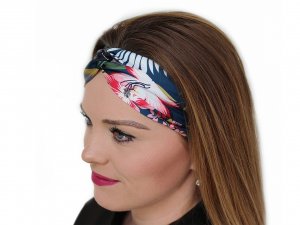 Saténová čelenka pin-up překřížená tropická