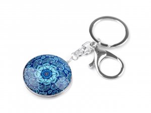 Přívěsek na klíče / kabelku strom života, mandala - 17 modrá mandala