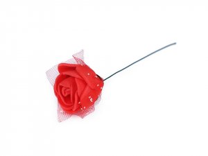 Růže na drátku / polotovar na vývazky s tylem Ø25 mm