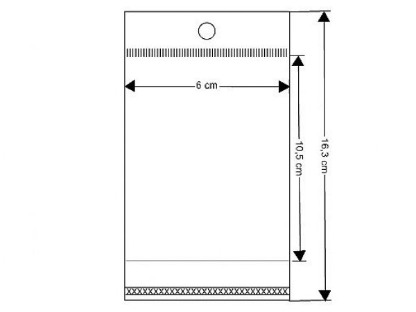 PP sáček s lepicí klopou a závěsem 6x10,5 cm