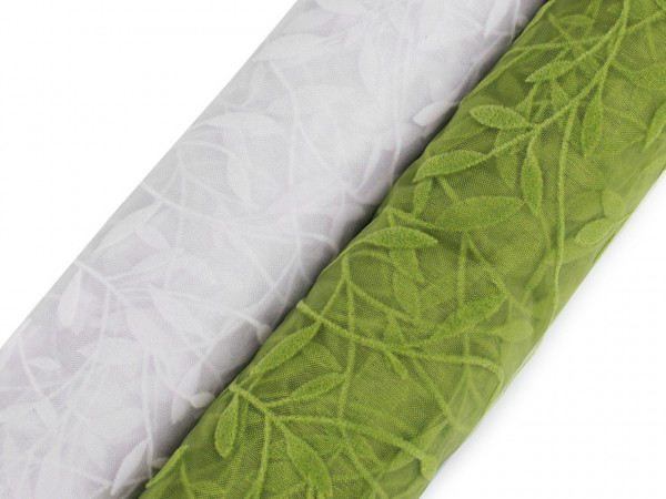Organza šíře 75 cm listy