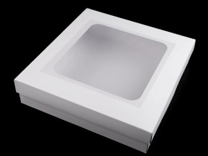 Dárková krabice s průhledem - bílá