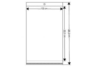 PP sáček s lepicí klopou a závěsem 13x22cm