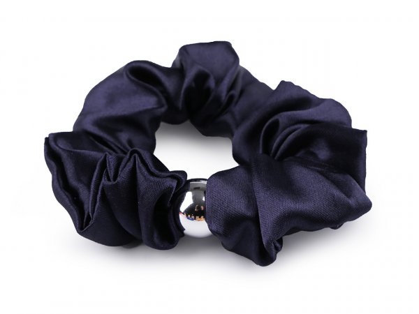 Saténová scrunchie gumička do vlasů / náramek s korálkem