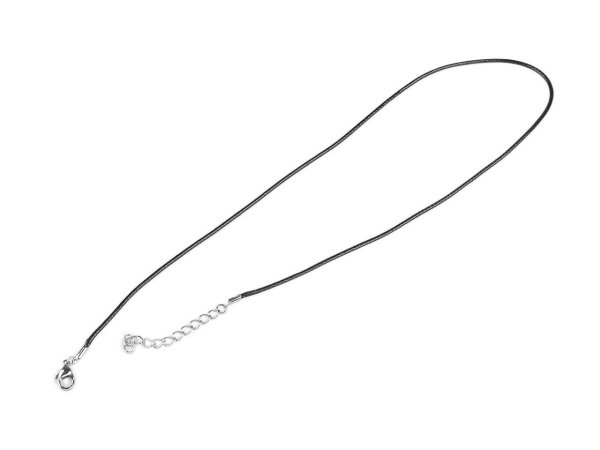 Voskovaná šňůrka s karabinkou z nerezové oceli délka 45 cm