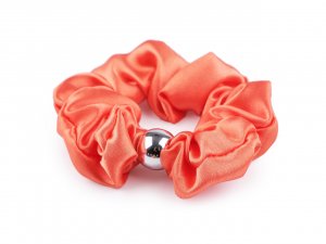 Saténová scrunchie gumička do vlasů / náramek s korálkem