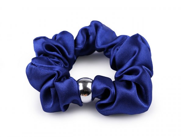 Saténová scrunchie gumička do vlasů / náramek s korálkem