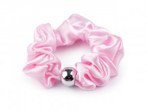 Saténová scrunchie gumička do vlasů / náramek s korálkem