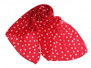 Letní šátek / šála puntík 70x160 cm - 3 červená světlá bílá
