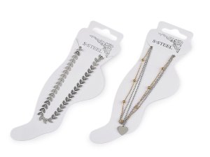 Náramek na kotník z nerezové oceli s perlami a přívěskem