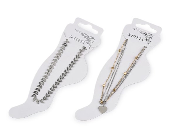 Náramek na kotník z nerezové oceli s perlami a přívěskem