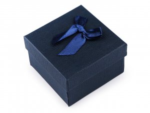 Krabička s mašličkou 9x9 cm - 5 modrá tmavá