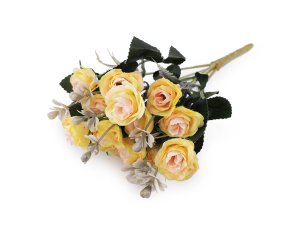 Umělá kytice mini růže - 2 žlutá světlá lososová