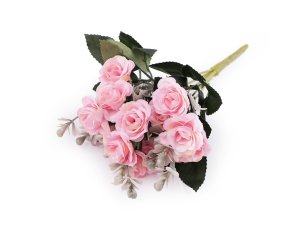Umělá kytice mini růže - 4 růžová sv.