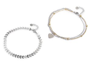 Náramek na kotník z nerezové oceli s perlami a přívěskem