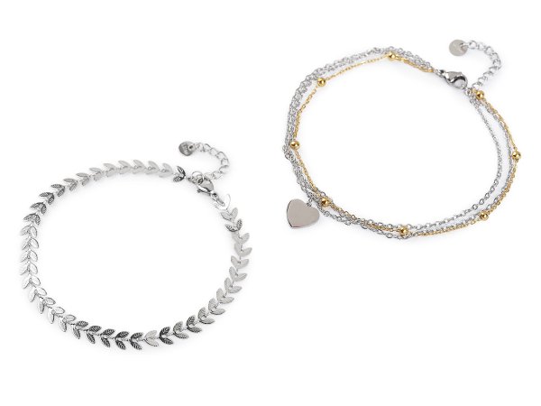 Náramek na kotník z nerezové oceli s perlami a přívěskem