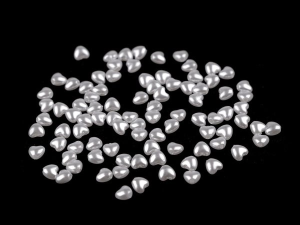 Plastové voskové korálky / perly Glance srdce 4x5 mm