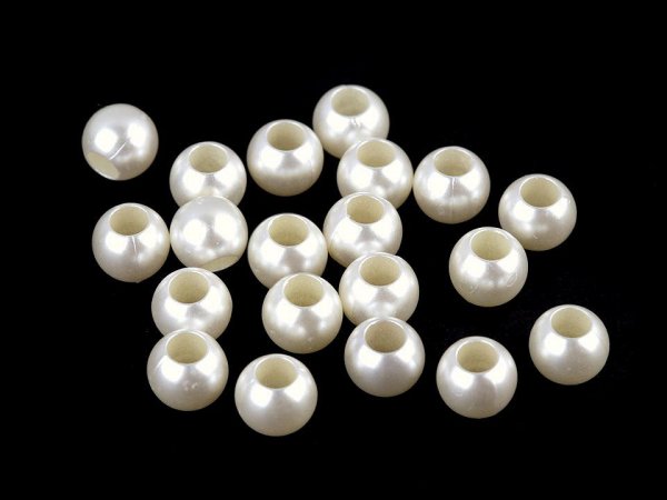 Plastové perly s velkým průvlekem 8x10 mm