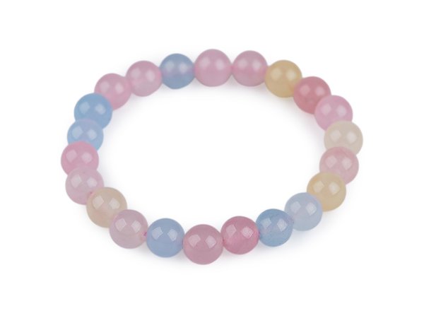 Náramek z minerálních, syntetických a skleněných korálků