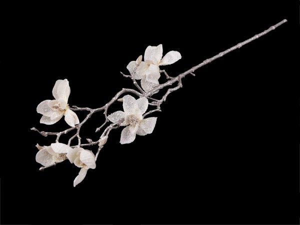 Umělá magnolie ojíněná metalická