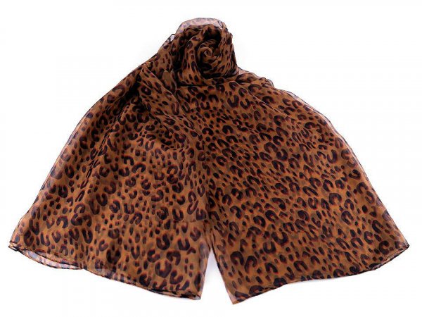 Šála leopard, umělé hedvábí 135x180 cm