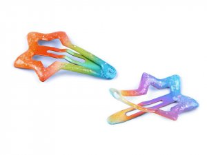 Sponka do vlasů mini pukačka duhová hvězda s glitry