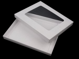 Papírová krabice s průhledem - bílá