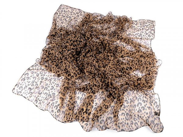 Šála leopard, umělé hedvábí 135x180 cm