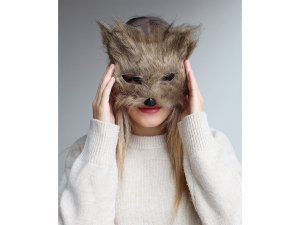 Karnevalová maska - škraboška chlupatá kočka