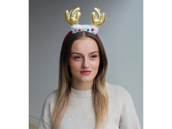 Čelenka do vlasů sob s rolničkami, vánoční /  párty