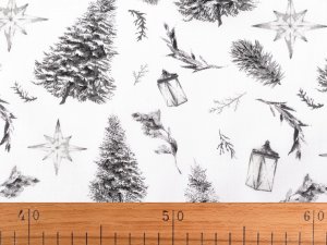 Vánoční bavlněná látka / plátno stromeček