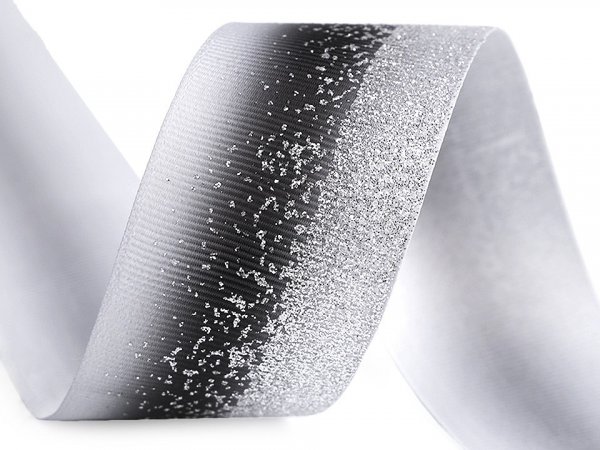 Rypsová stuha melírovaná s glitry šíře 40 mm