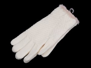Dívčí pletené rukavice s kožešinovým lemováním