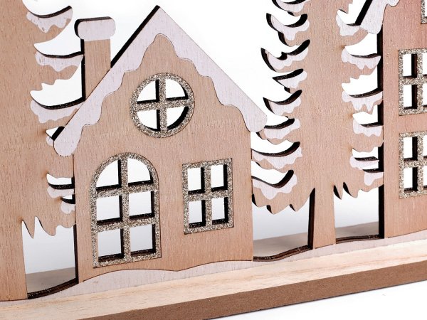 Dřevěná dekorace zimní domečky
