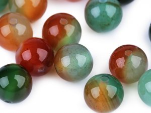 Achát multicolor dobarvený, minerální korálky Ø8 mm