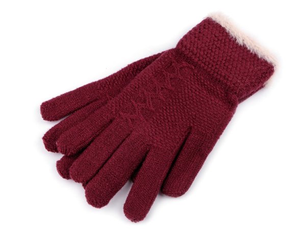 Dámské pletené rukavice s kožešinovým lemováním