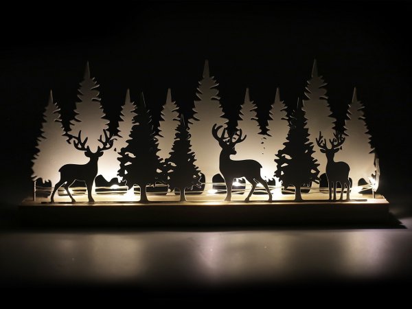 Dekorace zimní les svítící LED